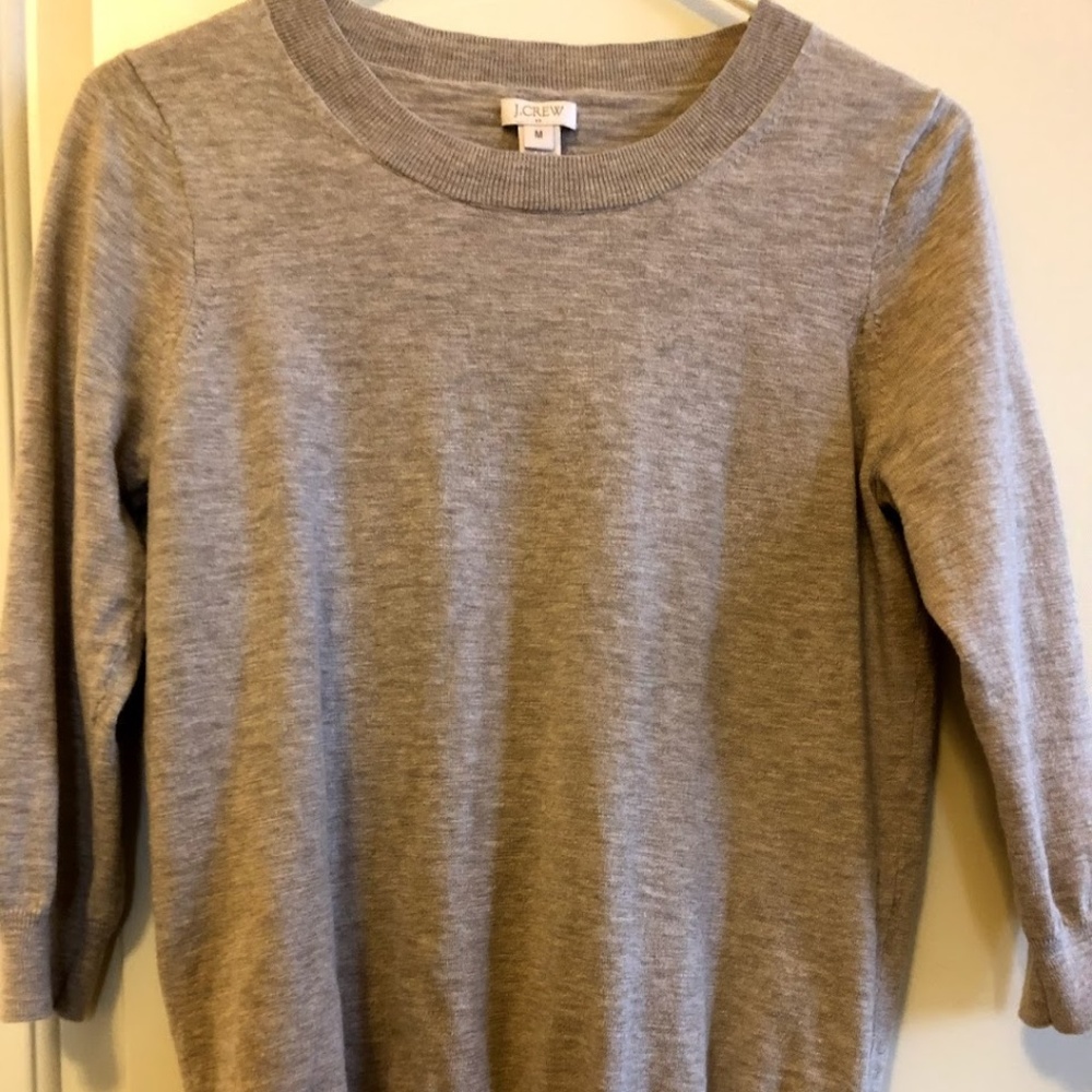 Tan J. Crew Factory ¾ length sleeve teddie sweater